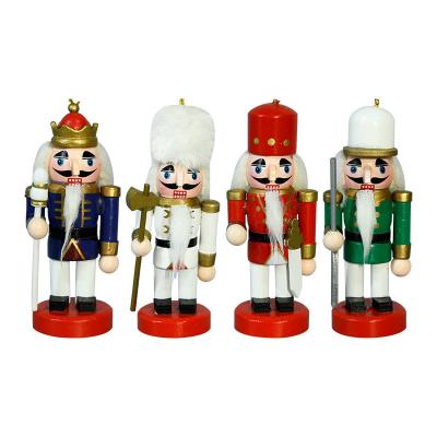 China Wholesale Luxury Wooden Christmas Decoration 10cm Wooden Nutcracker Ornament For Christmas for sale