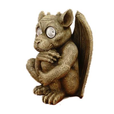 China Hotsale Artificial Outdoor Garden Lamp Decoration Gargoyle Devil Sculpture Resin Solar Handwork Ornaments for sale