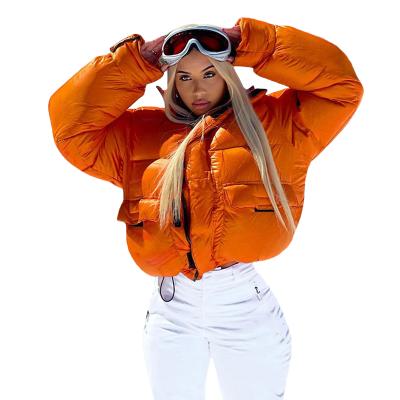 China Fashion Reversible Winter Long Sleeve Keep Warm Plus Size Style Women Short Bubble Stripper Down Jacket for sale