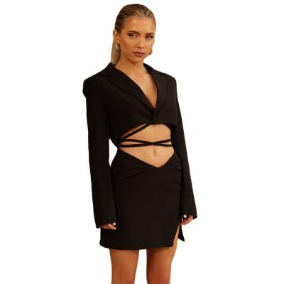 China Breathable Women 2 Piece Skirt Suit Set Skirts Pants To Split Blazer Ladies Tops And Chained To You Two Piece Top Dresses for sale