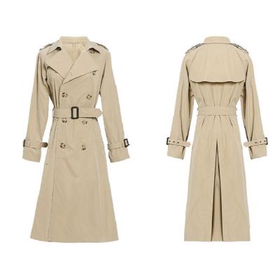 China 2022 New Customized British Style Breathable Spring Coat Khaki Customized Solid Color Plus Size Women's Ditch Coat Jackets for sale