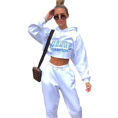 China Sustainable long sleeve cardigan streetwear sweatshirts letter print hooded slim crop women crop top hoodies for sale