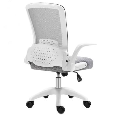 China Flip-Up Rotation White Arms Mesh High Swivel Back Office Chair Comfort Ergonomic PC Computer Racing Chair Wheels for sale