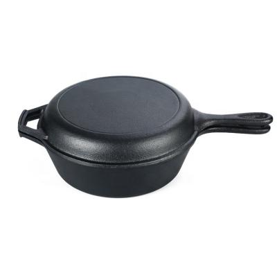 China 3.2Quart Gietijzerkoekepan Pan Casserole 2 in 1 voor het Kamperen en het Openlucht Koken Te koop