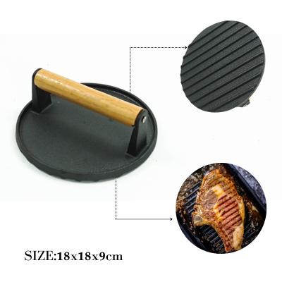 China Matt Black Kitchen Cookware Accessories imprensa do hamburguer do ferro fundido de 7 polegadas à venda