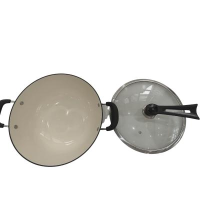 Κίνα Κλασικός χυτοσίδηρος 11Inch κινεζικό Wok παν Skillet με τη μετακινούμενη λαβή σιλικόνης προς πώληση