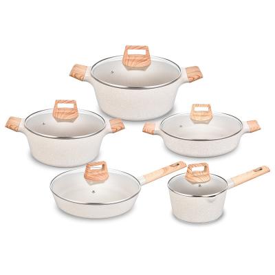 China 10-Piece Non-Stick Aluminum Pot Medical Stone pot Set for sale