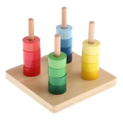 China Educational Montessori Wooden Children's Rainbow Disc Puzzle Toys for sale