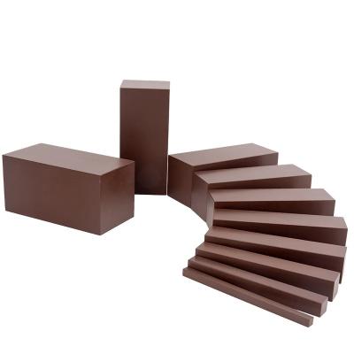 China Sensory Education Materials For Babies Aged 0-3 Brown Staircase Beech Montessori Building Blocks for sale