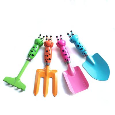 China Safety China Factory New Design Kids Gardening Tool Colorful Canvas Bag Set Shovel Rake Fork Kids for sale