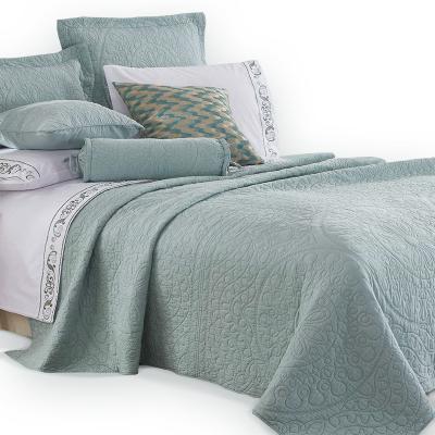 China Plain Factory Solid Color Luxury Cotton Quilted Bedspread for sale