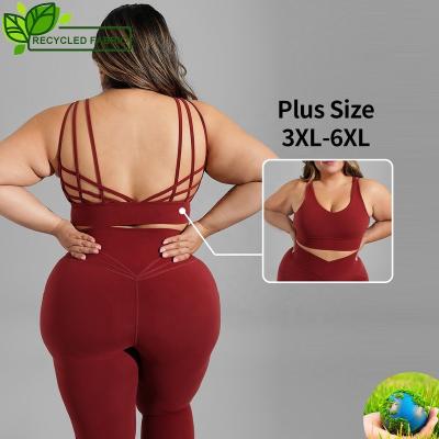 China MIQI 2022 New Backless Recycled Sports Bra OEM Breathable Fabric Women's Plus Size Sports Bra Cross Back for sale