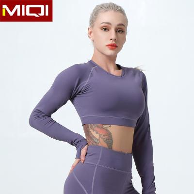 China Breathable Custom Wear Long Sleeve Compression Top Women Active Workout Culture for sale