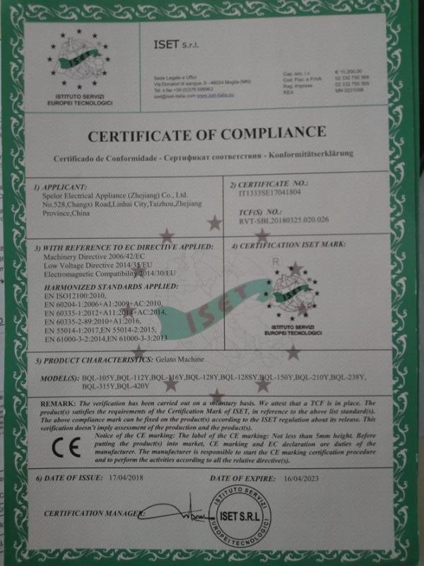 CE - Spelor Electrical Appliances (zhejiang) Co., Ltd.