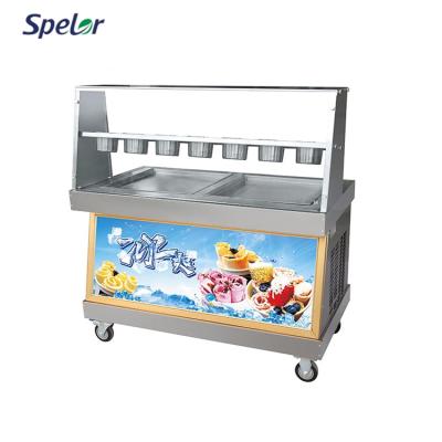 China Pan 2Square (450MM) 7 Pieces Automatic Fried Ice Cream Roll Pan Factory Supply New Product Roller Machine for sale