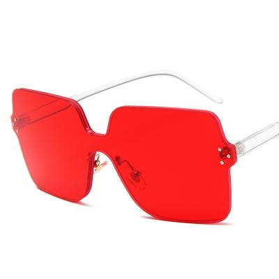 China Heart Nine Piece Women Candy Color Brand Clear Frameless Plastic Designer Sunglasses 2021 for sale