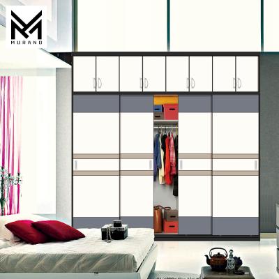 China MDF Double Triple Four Slide Mirror Closet Custom Visible/Invisible Door Bedroom Wardrobe Sliding Closet Door Cupboard for sale