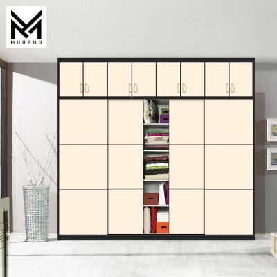 China Modern design visible/invisible l shape sliding doors wardrobe sliding door clothes wall cabinet cabinet for sale