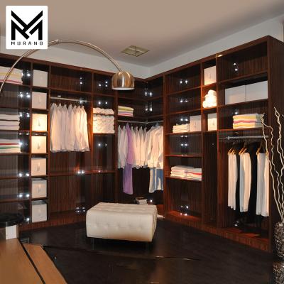 China Villa Wood Grain Wardrobe Visible/Invisible Luxury Wardrobe For Home Furniture Custom Furniture Modern Wooden Walk In Wardrobe for sale