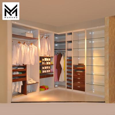 China Visible / Invisible Modern Simplicity Bedroom MDF Walk In Open Type Wardrobe Design Bedroom Design L Form Wardrobes Without Doors for sale