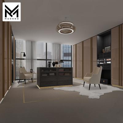 China Foshan Modern Factory Wardrobes Environmentally Friendly Fitted Visible/Invisible Modern Swing Door Design Lacquer Wooden Wardrobe for sale