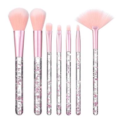 China Angular Blush Luxury Private Label Makeup Brush Set of 7 Diamond Rose Gold Custom Logo Bling for sale