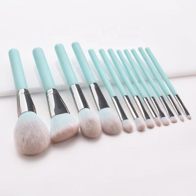 China Angular Blush 12 Pieces Makeup Beauty Tool Kit Eyeliner Eyelash Lip Makeup Premium Blue Brush for sale