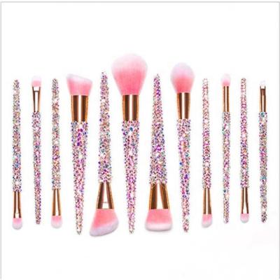 China Hot Sale Girls Color Makeup Brush Set Diamond Makeup Brush Synthetic Hair Shiny for sale