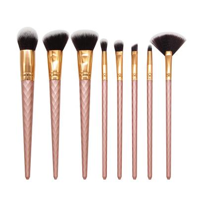 China 2022 New Flat Brush Trend Makeup Brush 8 Holder Brush Set Rose Gold Private Brand Makeup Set Makeup Brush for sale