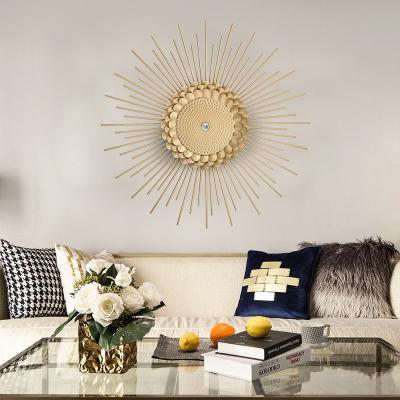 China Modern European Design Traditional Classic Bedroom Style Metal Sun Wall Decor Wall Hanging Mirror for sale