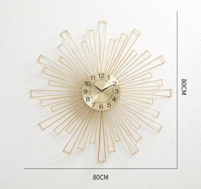 China Wholesale Modern Antique Style 3D Wall Clock Metal Home Decor Sun Shape Wall Clock for sale