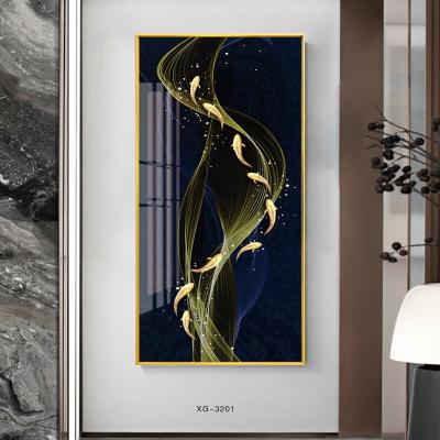 China Art Crystal Porcelain Abstract Decorative Wall Art Black Black Gold Painting For Living Room Wall Home Decoration for sale