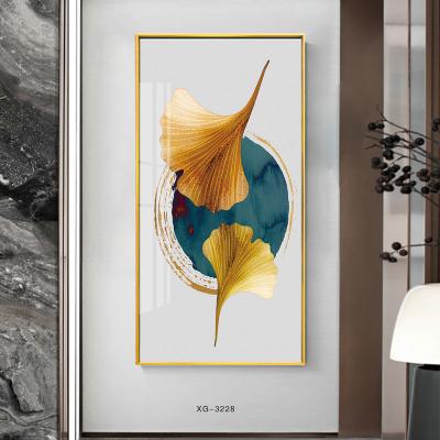 China Gold Leaf Art Crystal Porcelain Abstract Decorative Wall Painting For Home Decor Hotel for sale