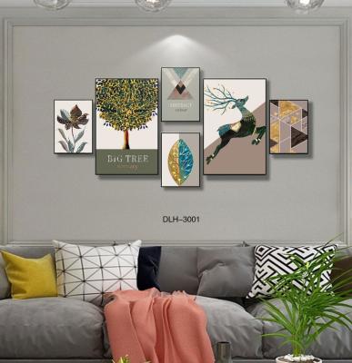 China Modern Art Frame Print Wall Canvas Pictured 5 Panel Deer Home Decor Car Living Room Painting for sale