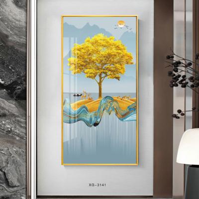 China Abstract Wall Hanging Decorative Glass Painting Picture Frame Wall Metal Porcelain Crystal Painting for sale