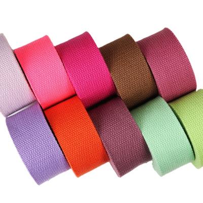 China Viable Amazon Supplier All Colors Supported Polyester-Cotton Strap Luggage Webbing Cotton Stock Strap 2.5 3.2 3.8cm Strap for sale