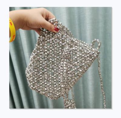 China 2021 fashion good quality JIANUOACC silver diagonal shoulder strap handmade beaded plated beaded bag for sale