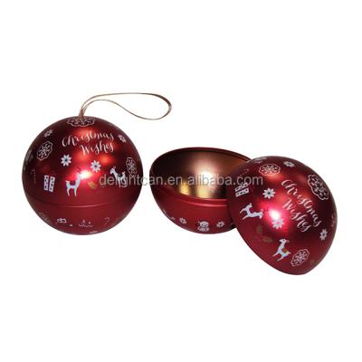 China Recyclable Ball Shaped Promotional Gift Tin Box Tin Box For Christmas Gift Tin Box For Storage for sale