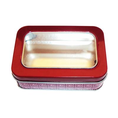 China Popular New Style Square Metal Tin Tins With PVC Lid Clear PVC Tin Cookie Tins With Window for sale