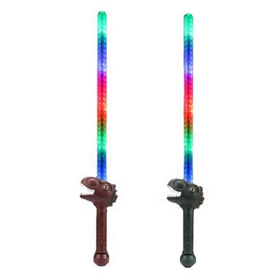 China Dinosaurs character and Light Up 2023 Hot Sales Electronic Music Kids Colorful Flash Stick Kids Led Sword Light Up Toys  Dinosaur Led Flashing Wand for sale