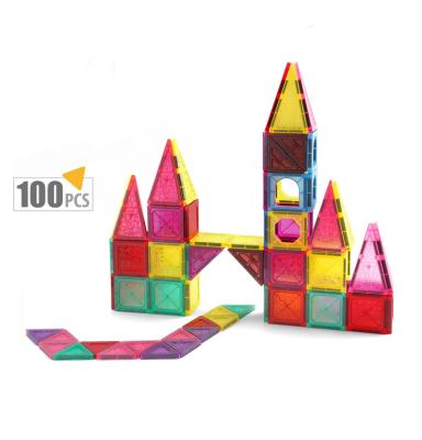 China Plastic Safety Magnetic DIY Educational Toys For Children Gifts Magnetic Designer blocks set toy 100pcs colorful magnetic tiles for sale