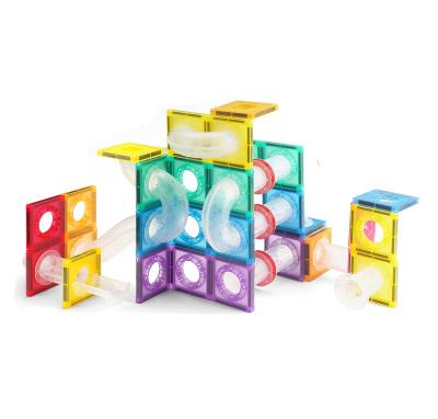 China Plastic 90PCS Creative Block Toys For Kids Marble Runs Blocks Toys colorful magnetic Creative Building Block  Assemble Toy for sale