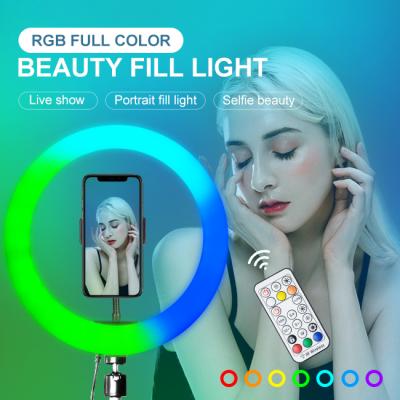 China ABS+ABS Imported Panel RGB Dimmable Ringlight 3000K-6500K Live Stream Makeup Photography 10 inch LED Ring Light for sale