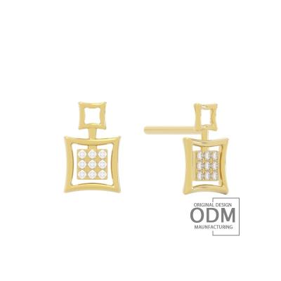 China CLASSIC Aiz Exclusive Square Design Ear Stud CZ Hoops Earring Crystal Zirconia Wholesale 9K 14K Small Huggies Gold Earrings 18K Hoops for sale