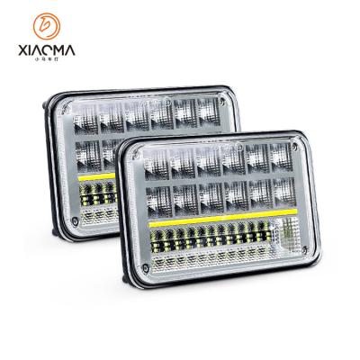 China PMMA+PC+Aluminum Square Headlight 4x6 Car Headlight 166mm Reflector Truck Headlight Led Flood Light For Pickup Trucks for sale