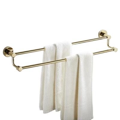 China Modern Brass Wall Mounted Hotel Bathroom Accessories Set Of Two Towel Rack Towel Bars for sale