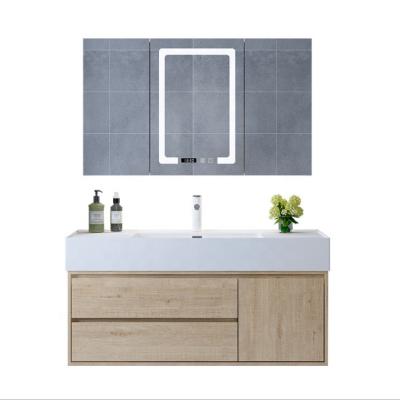 China House Furniture Eco-friendly Construction Wall Mounted Bathroom Sink Cabinet Set With Led Mirror Drawers Bathroom Cabinet Plywood Vanity for sale