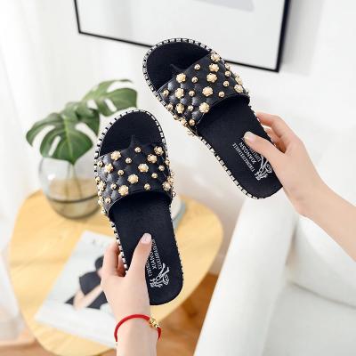 China Ladies Summer Spring PVC Open Toe Slippers Low Heel Anti-slippery Wholesale Material Sandals For Outdoor Women for sale