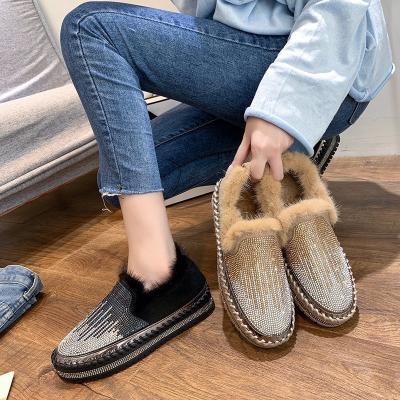 China Fashion Trend Custom Glitter Round Toe Ladies Plus Size Shoes Slip On Rhinestone Platform Sneakers For Women for sale