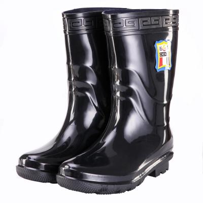 China CUSHIONING single rubber thicken car wash water shoes fishing waterproof black thigh high rain boots for men for sale